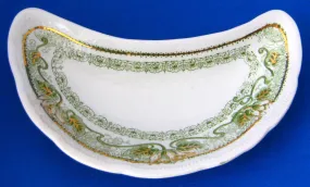 Set of 5 Edwardian Green Transfer Bone Dishes Marseilles Art Nouveau Woods England 1897-1907