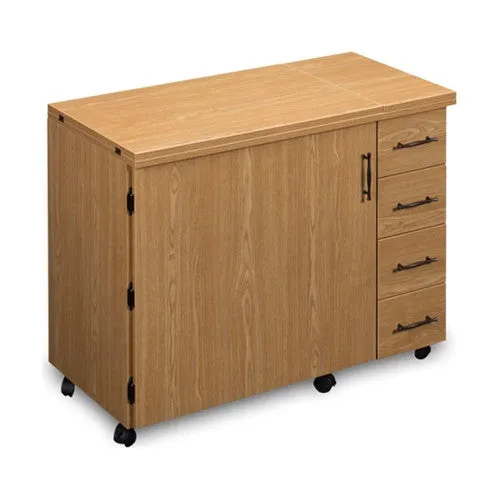 Sewing Machine Desk with 4 Drawers in Castle Oak