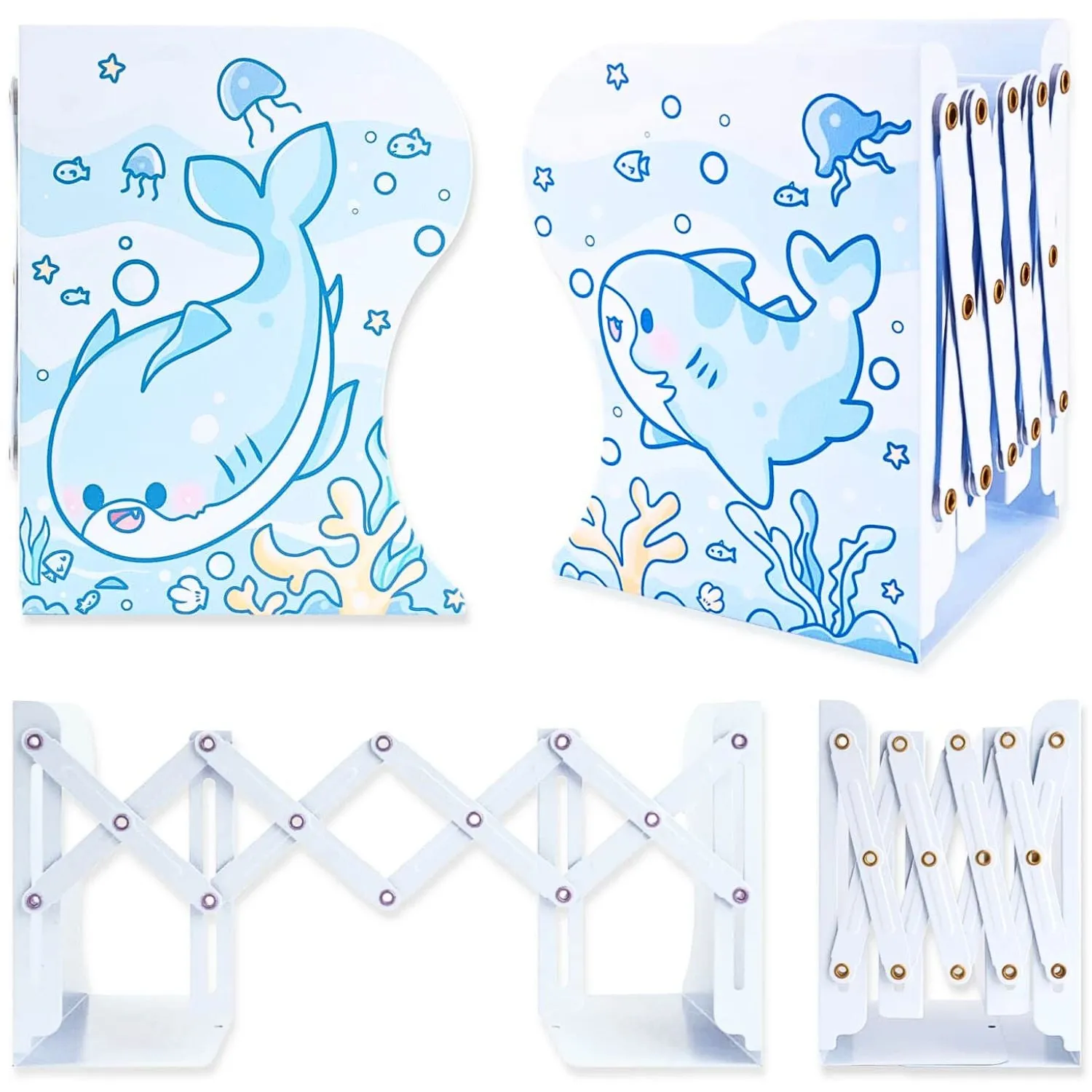 Shark Bookend | Blue White Kawaii Cute Book Stopper
