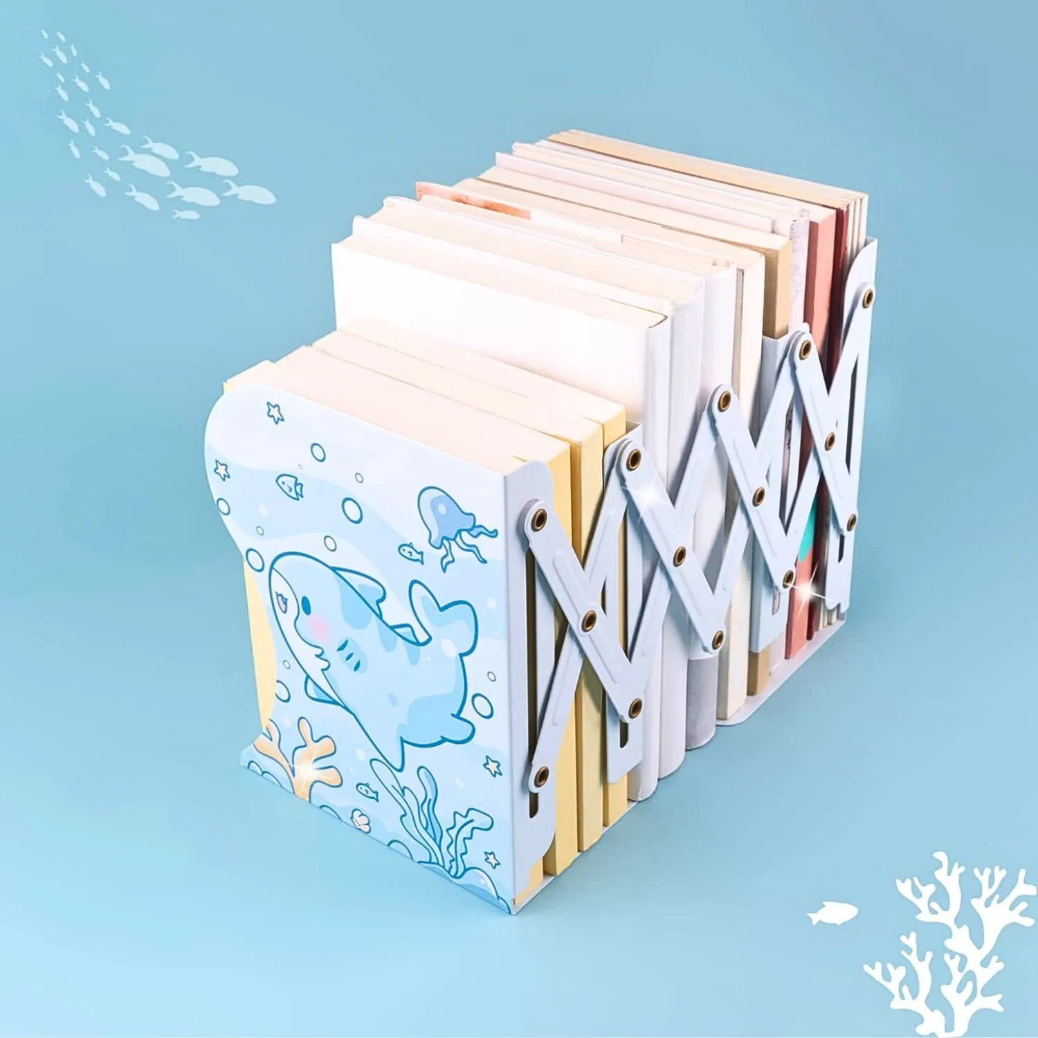 Shark Bookend | Blue White Kawaii Cute Book Stopper