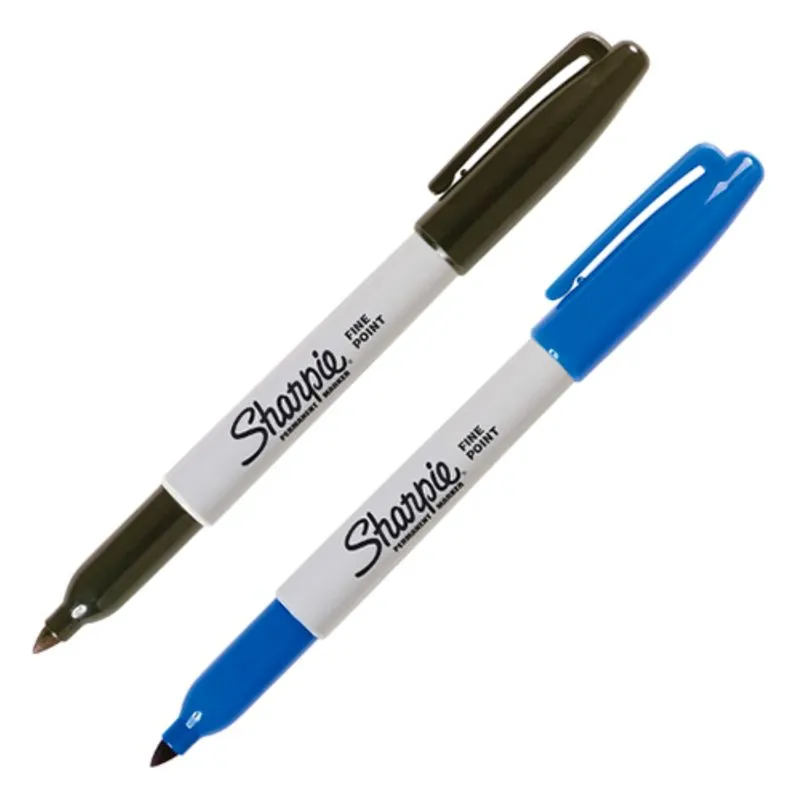 Sharpie Fine Tip Permanent Marker Black And Blue Ink 2 Pieces