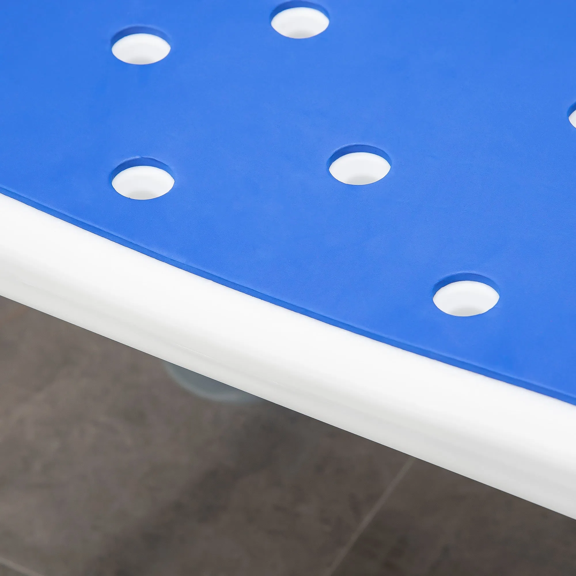 Shower Stools Shower Seat for Elderly and Disabled, EVA Padded, Height Adjustable with Back and Arms, 4 Suction Foot Pads, Blue