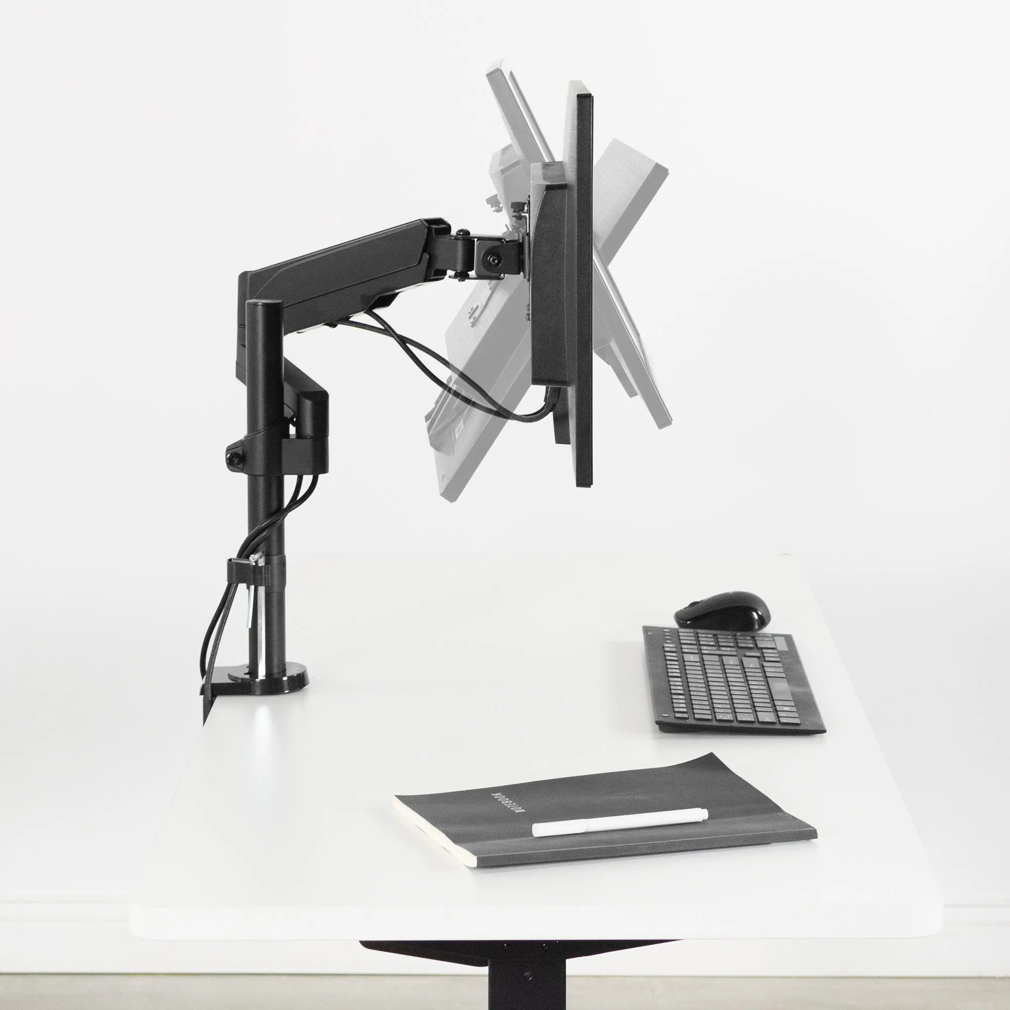 Single Pneumatic Monitor Arm for Desk Stand