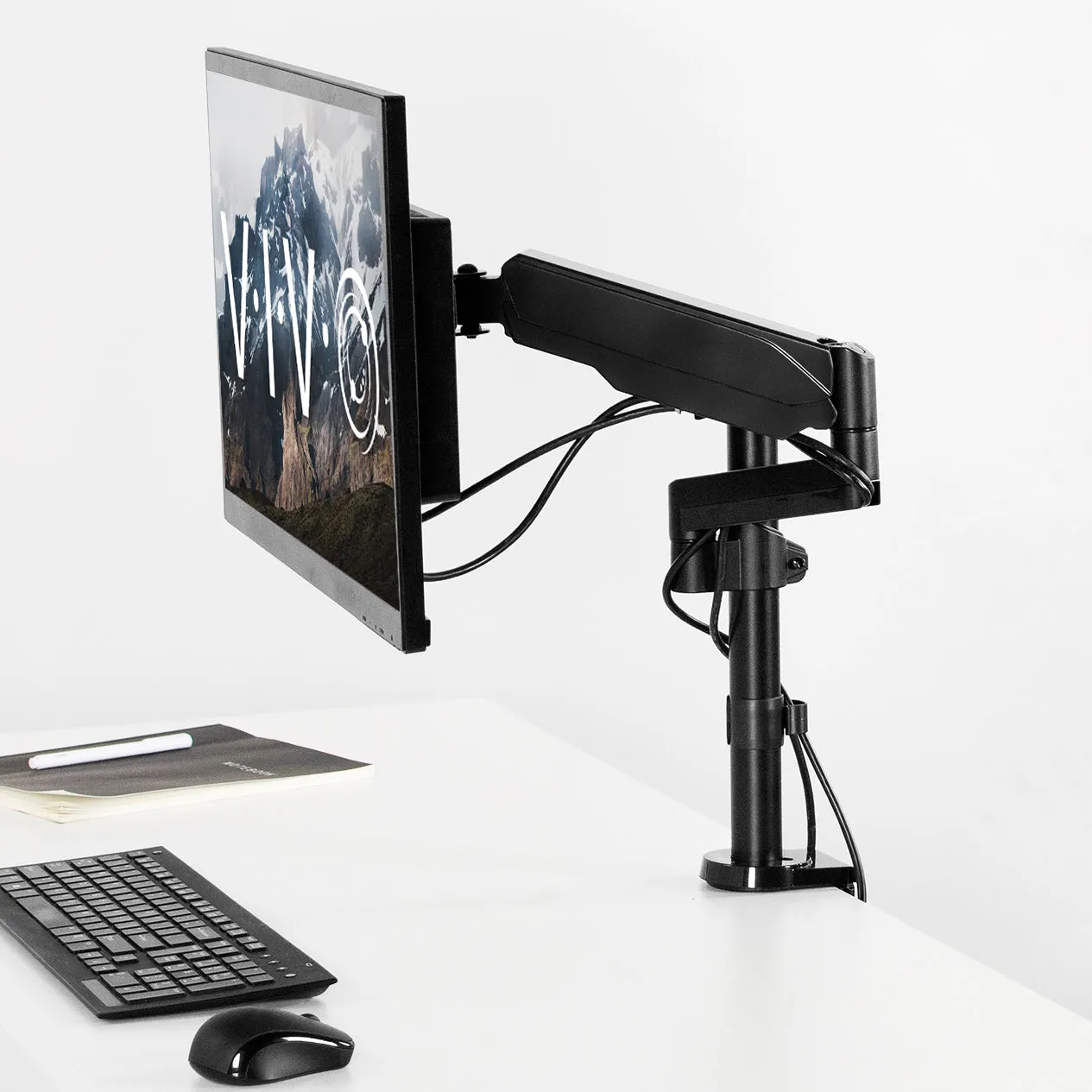 Single Pneumatic Monitor Arm for Desk Stand