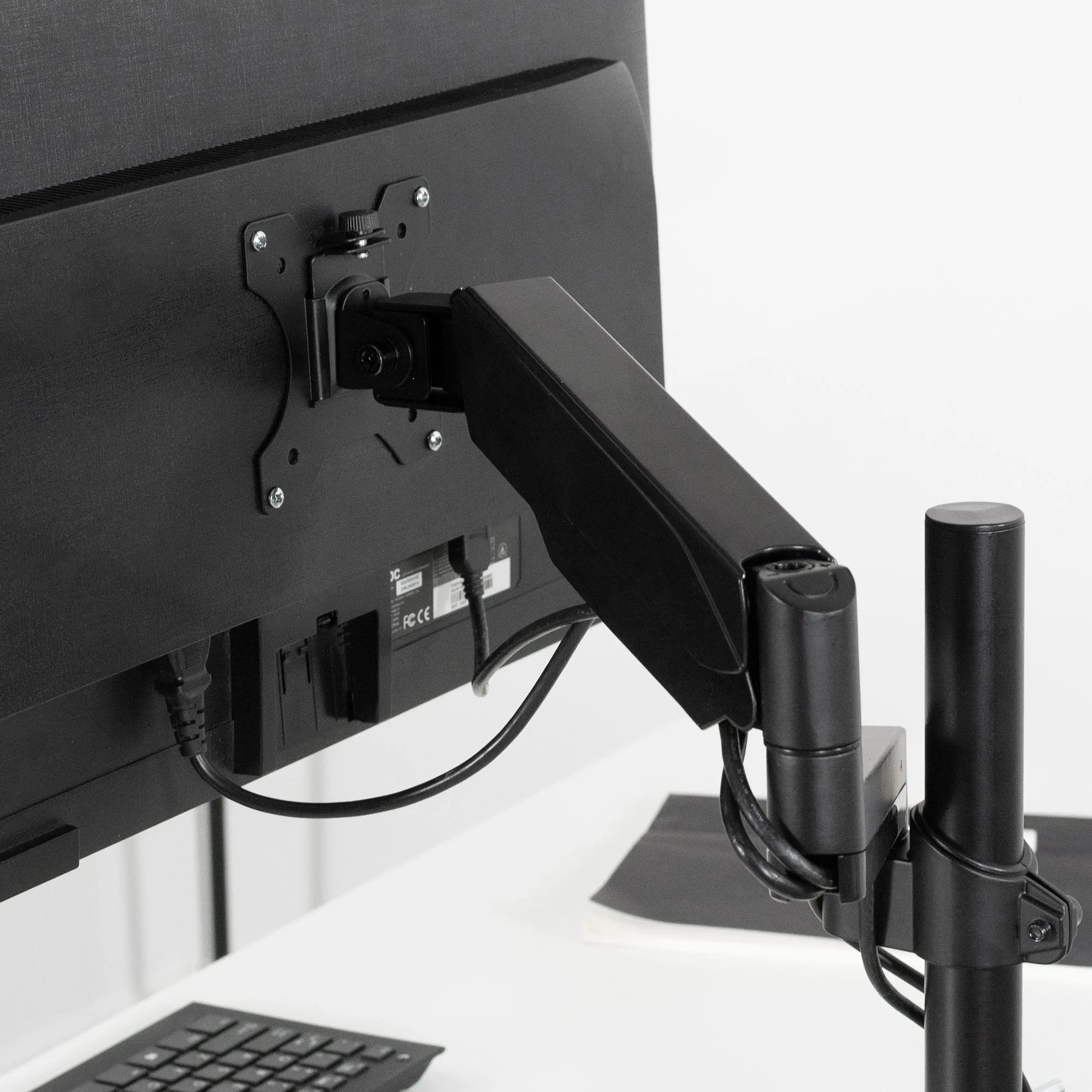 Single Pneumatic Monitor Arm for Desk Stand