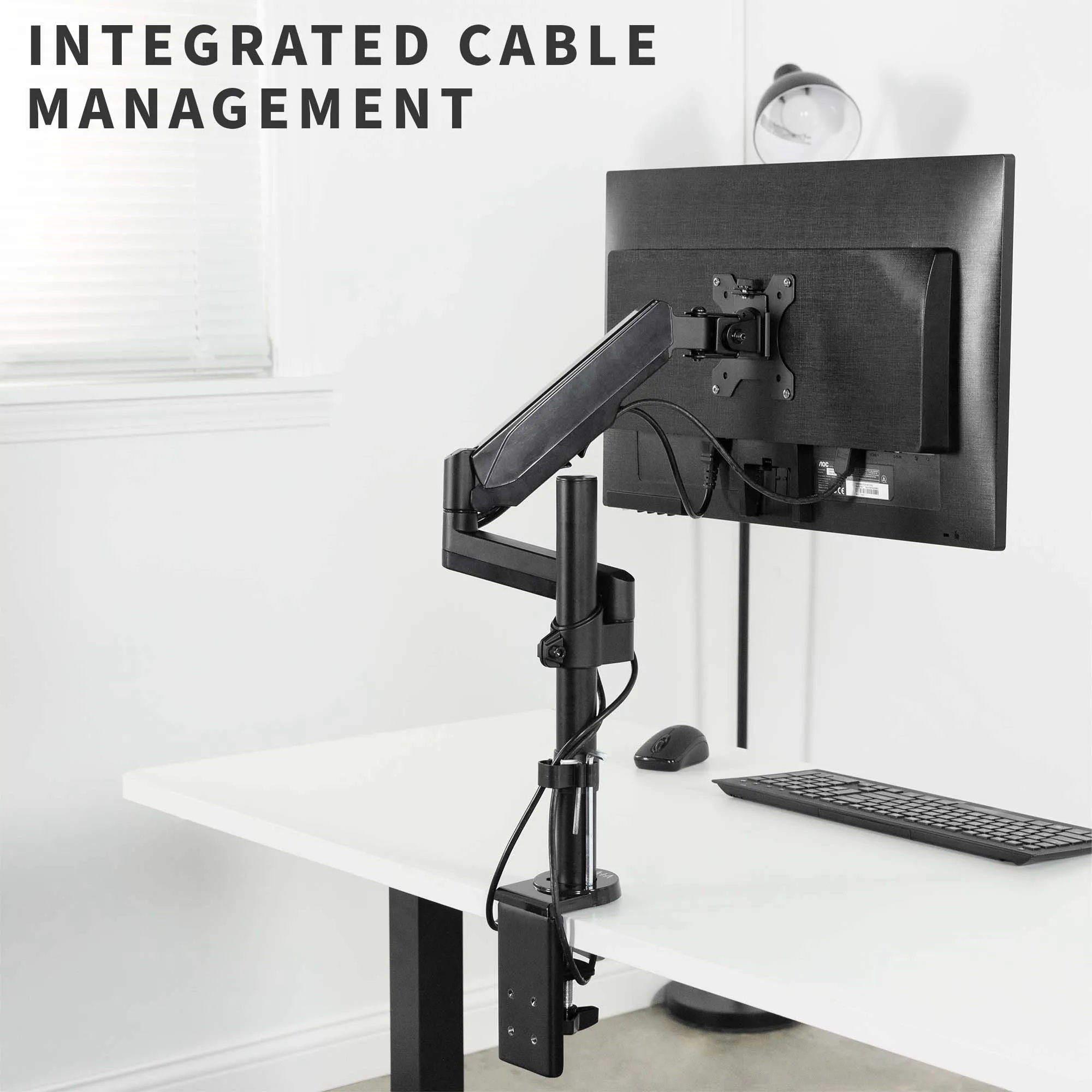 Single Pneumatic Monitor Arm for Desk Stand