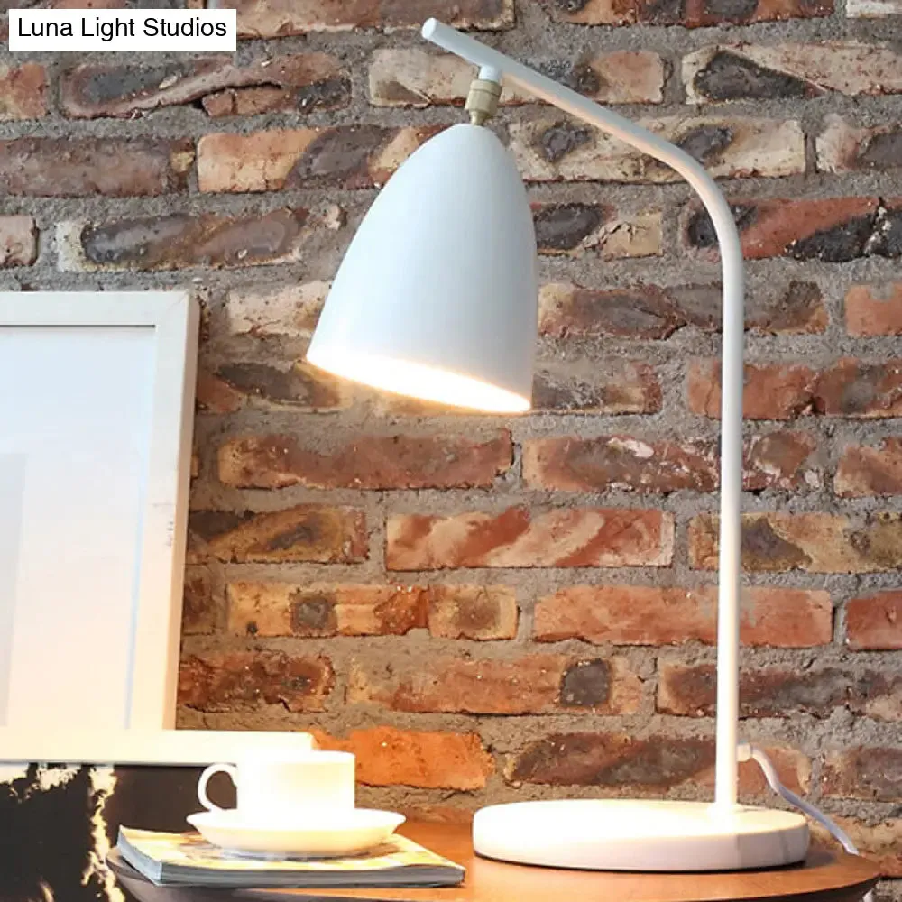 Sleek Conical Desk Lamp with Marble Base - 1-Light Bedside Reading Book Light in Black/White