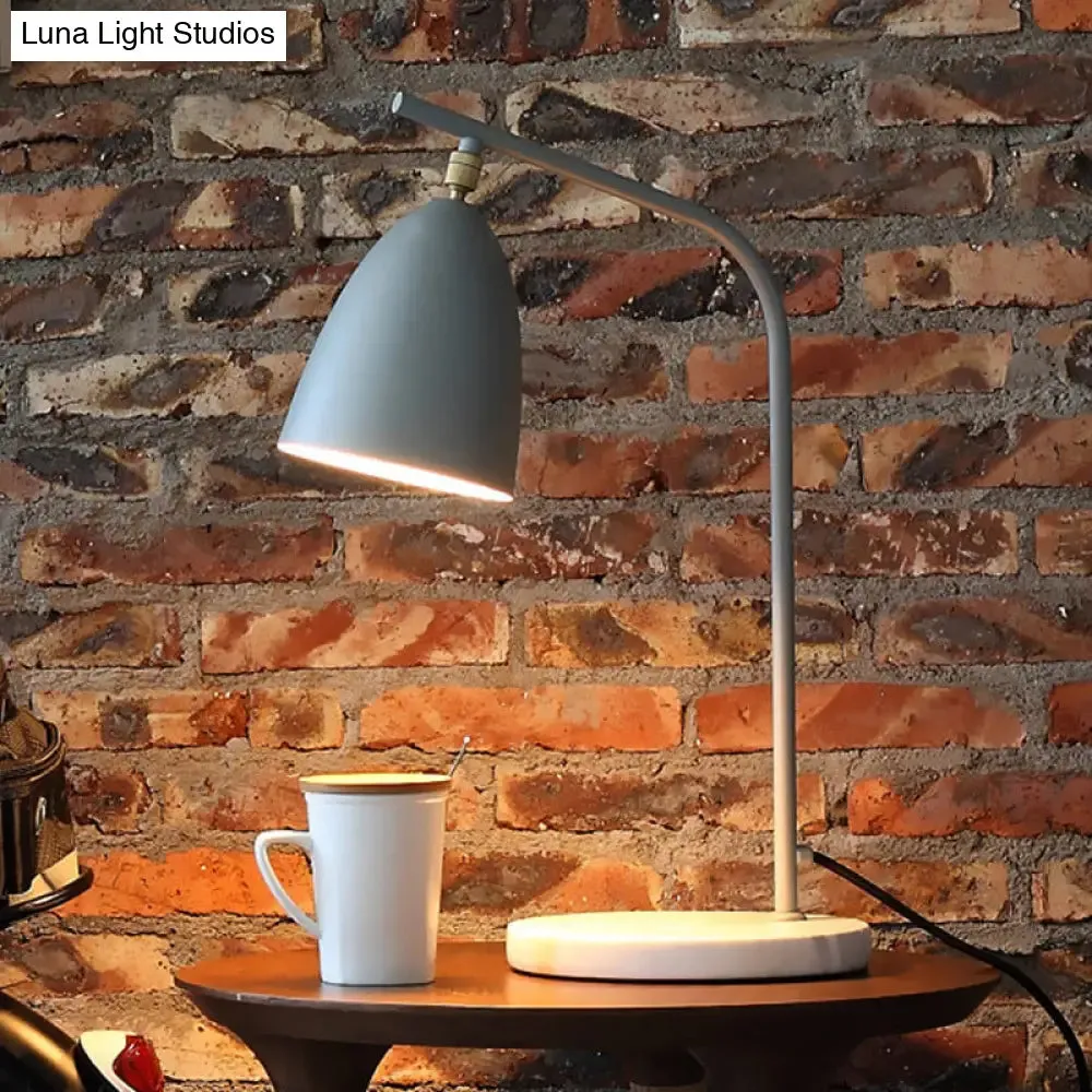Sleek Conical Desk Lamp with Marble Base - 1-Light Bedside Reading Book Light in Black/White