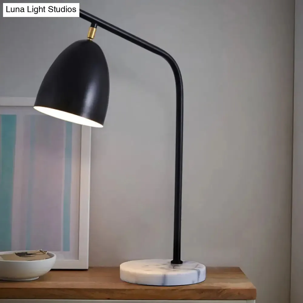 Sleek Conical Desk Lamp with Marble Base - 1-Light Bedside Reading Book Light in Black/White