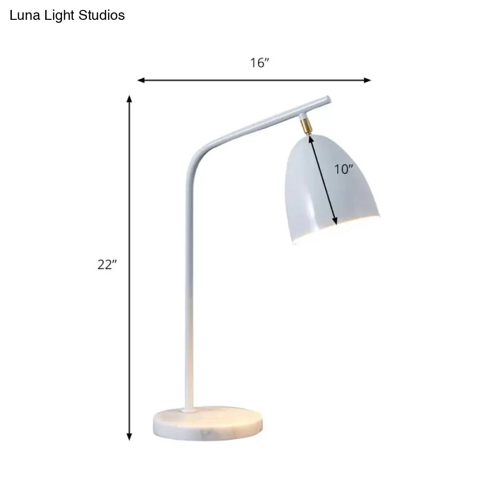 Sleek Conical Desk Lamp with Marble Base - 1-Light Bedside Reading Book Light in Black/White