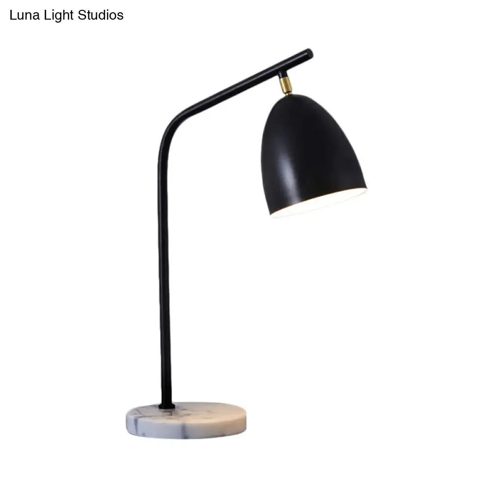 Sleek Conical Desk Lamp with Marble Base - 1-Light Bedside Reading Book Light in Black/White