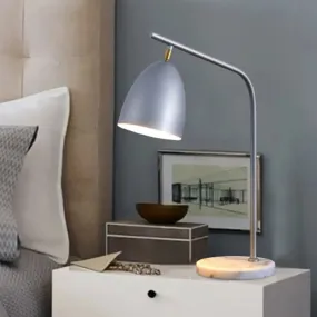 Sleek Conical Desk Lamp with Marble Base - 1-Light Bedside Reading Book Light in Black/White