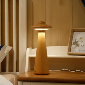 Small Wood LED Desk Lamp: Modernist Mushroom Table Light in Beige - Ideal for Living Room