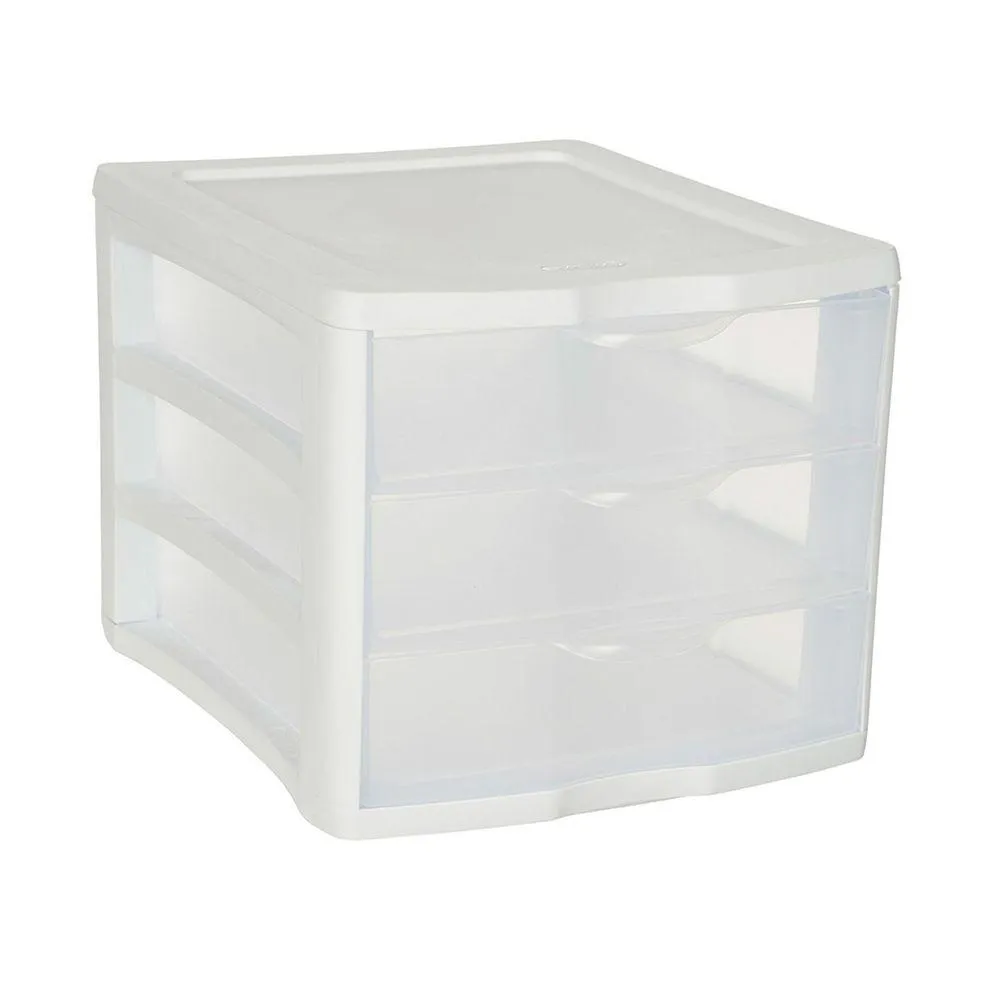 Sterilite 3 Drawer Clearview Drawer Unit White