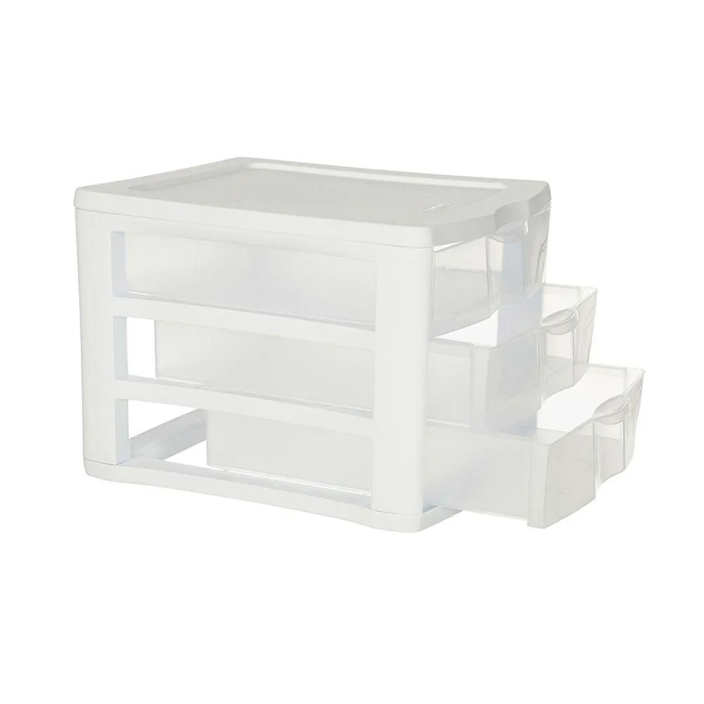 Sterilite 3 Drawer Clearview Drawer Unit White