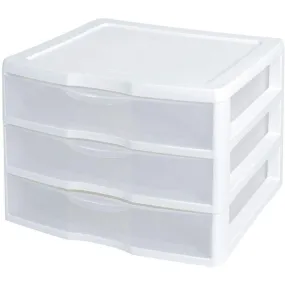 Sterilite 3 Drawer Wide Drawer Unit White