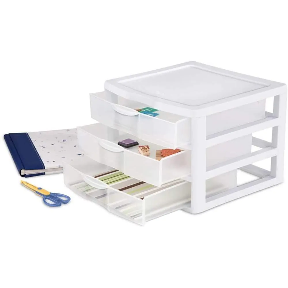 Sterilite 3 Drawer Wide Drawer Unit White