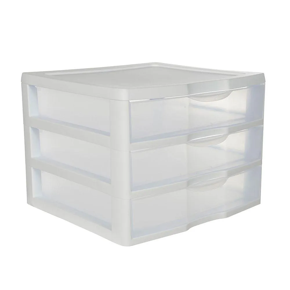 Sterilite 3 Drawer Wide Drawer Unit White