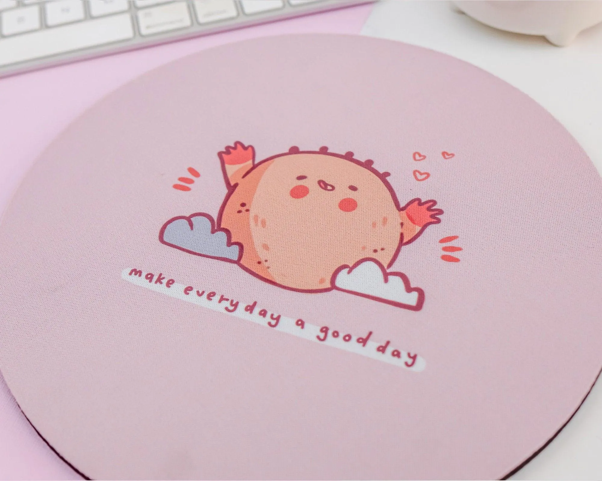 Sunnie Mouse Pad | Kawaii Pastel Desk Mat | "Make Every Day a Good Day" Quote