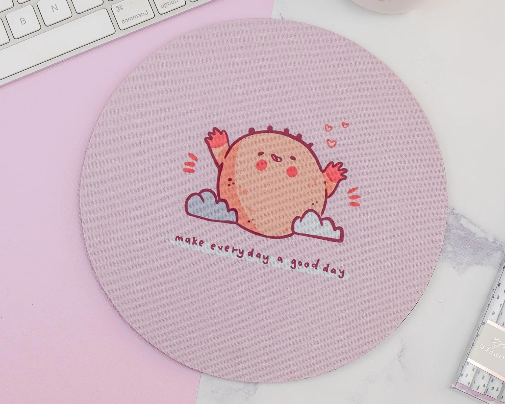 Sunnie Mouse Pad | Kawaii Pastel Desk Mat | "Make Every Day a Good Day" Quote