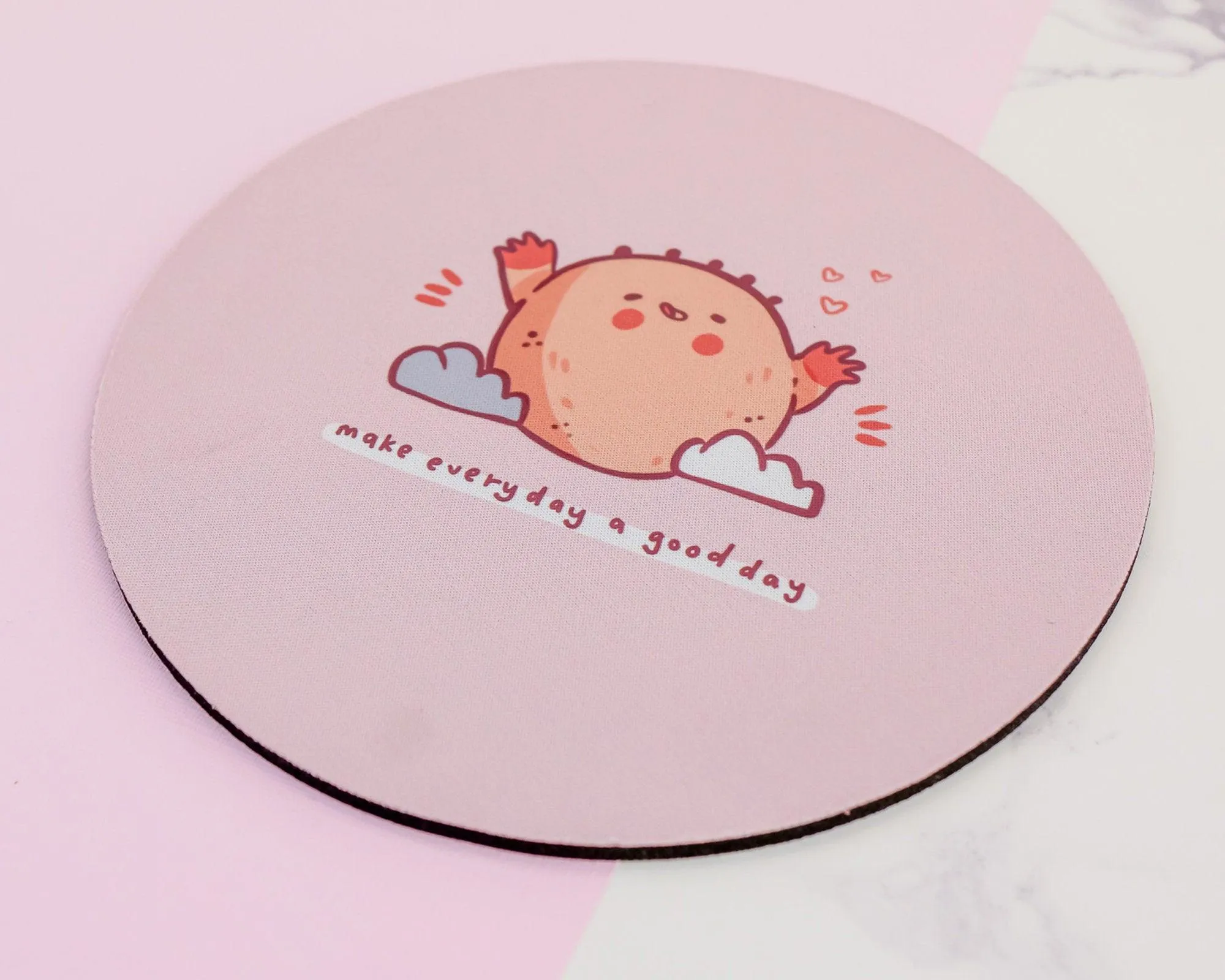 Sunnie Mouse Pad | Kawaii Pastel Desk Mat | "Make Every Day a Good Day" Quote