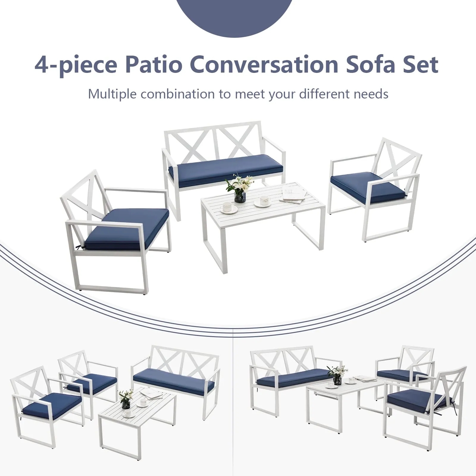 Tangkula 4 Pieces Outdoor Conversation Set