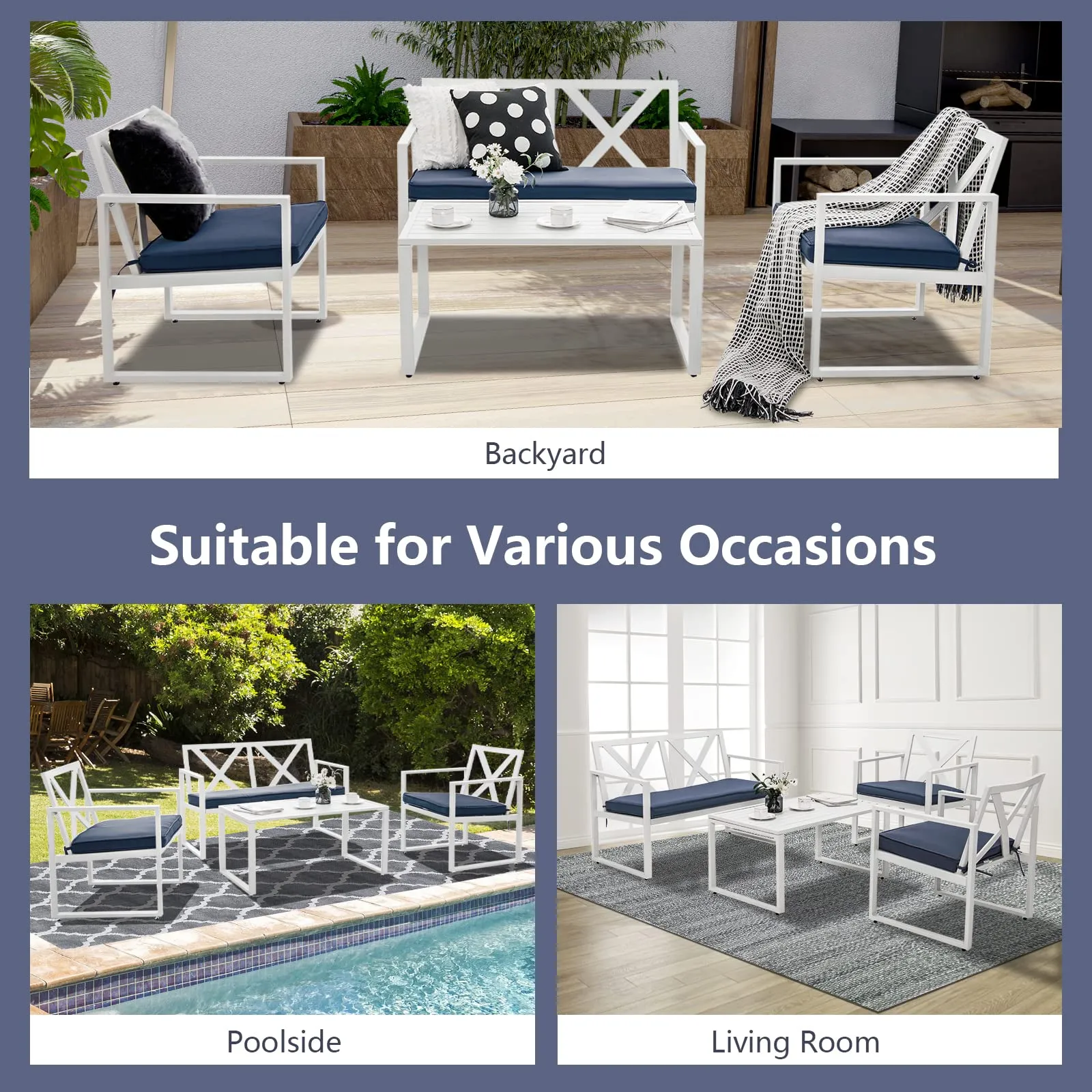 Tangkula 4 Pieces Outdoor Conversation Set