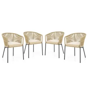 Tangkula Patio Chairs Set of 4, Upholstered Accent Chairs w/Curved Backrest