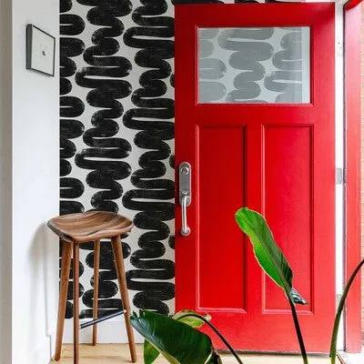 Tempaper & Co. x Bobby Berk Wiggle Room Removable Peel and Stick Wallpaper, White and Black, 28 sq. ft.