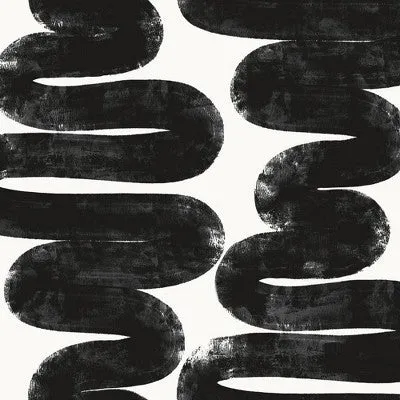 Tempaper & Co. x Bobby Berk Wiggle Room Removable Peel and Stick Wallpaper, White and Black, 28 sq. ft.