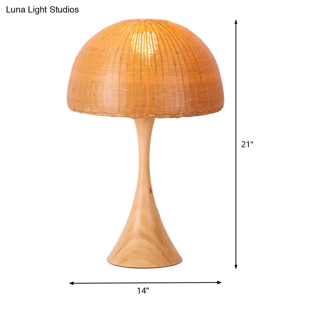 Trumpet Wood Desk Lamp - Asia Design with Bamboo Shade