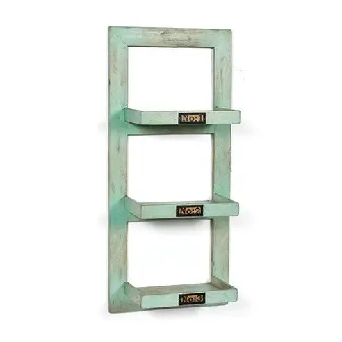 Turquoish wooden wall shelf small