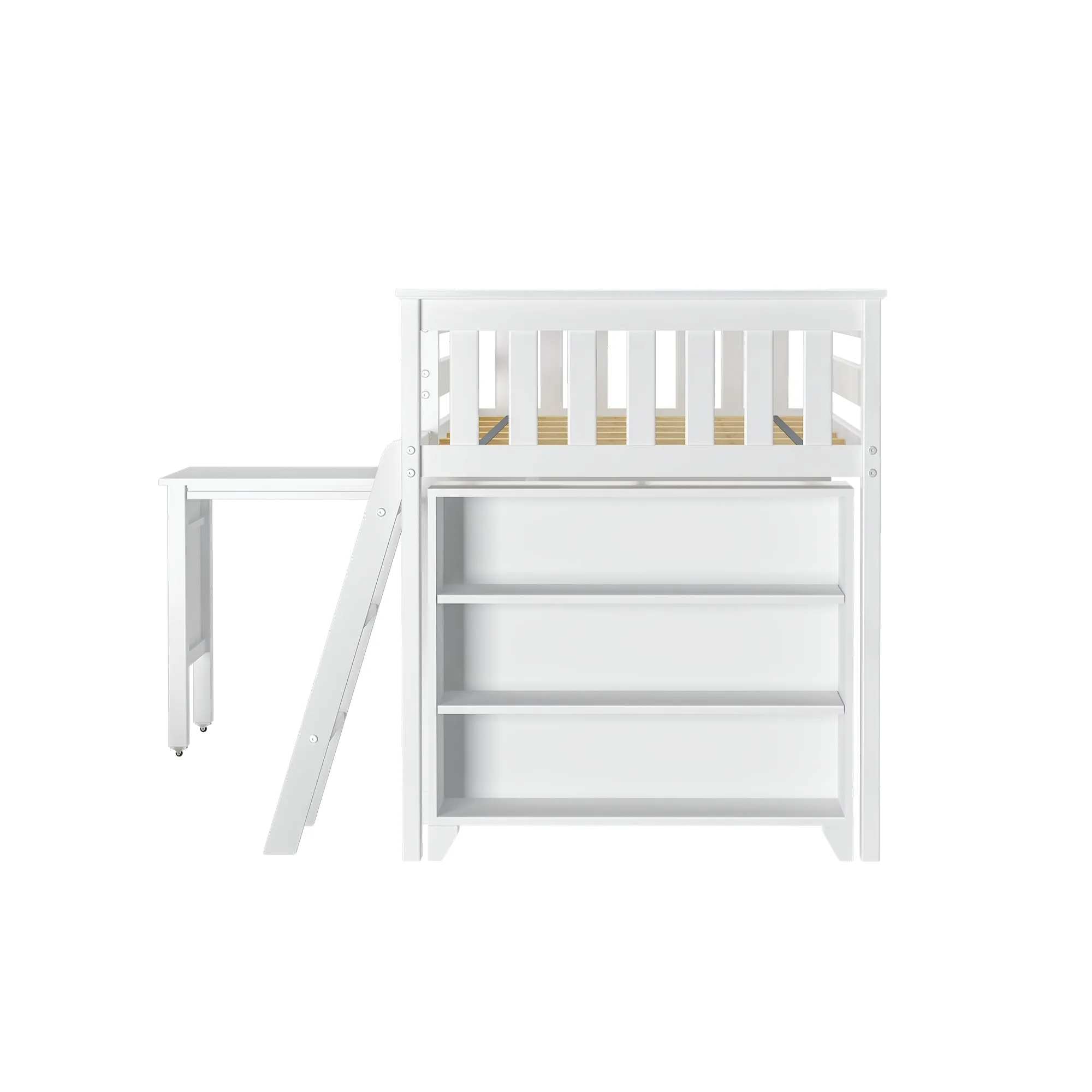 Twin Low Loft Bed With Desk & Bookcases