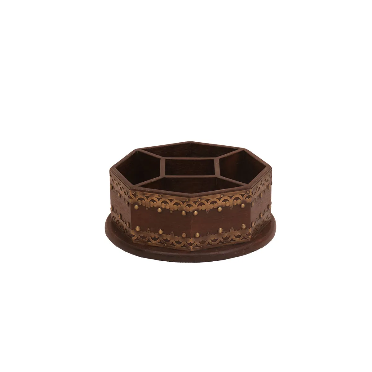 Unique Dark Finished Wooden 5-Slot Pen Pencil Holder