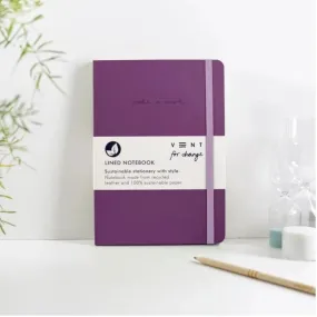 Vent Purple Recycled Leather Notebook A5