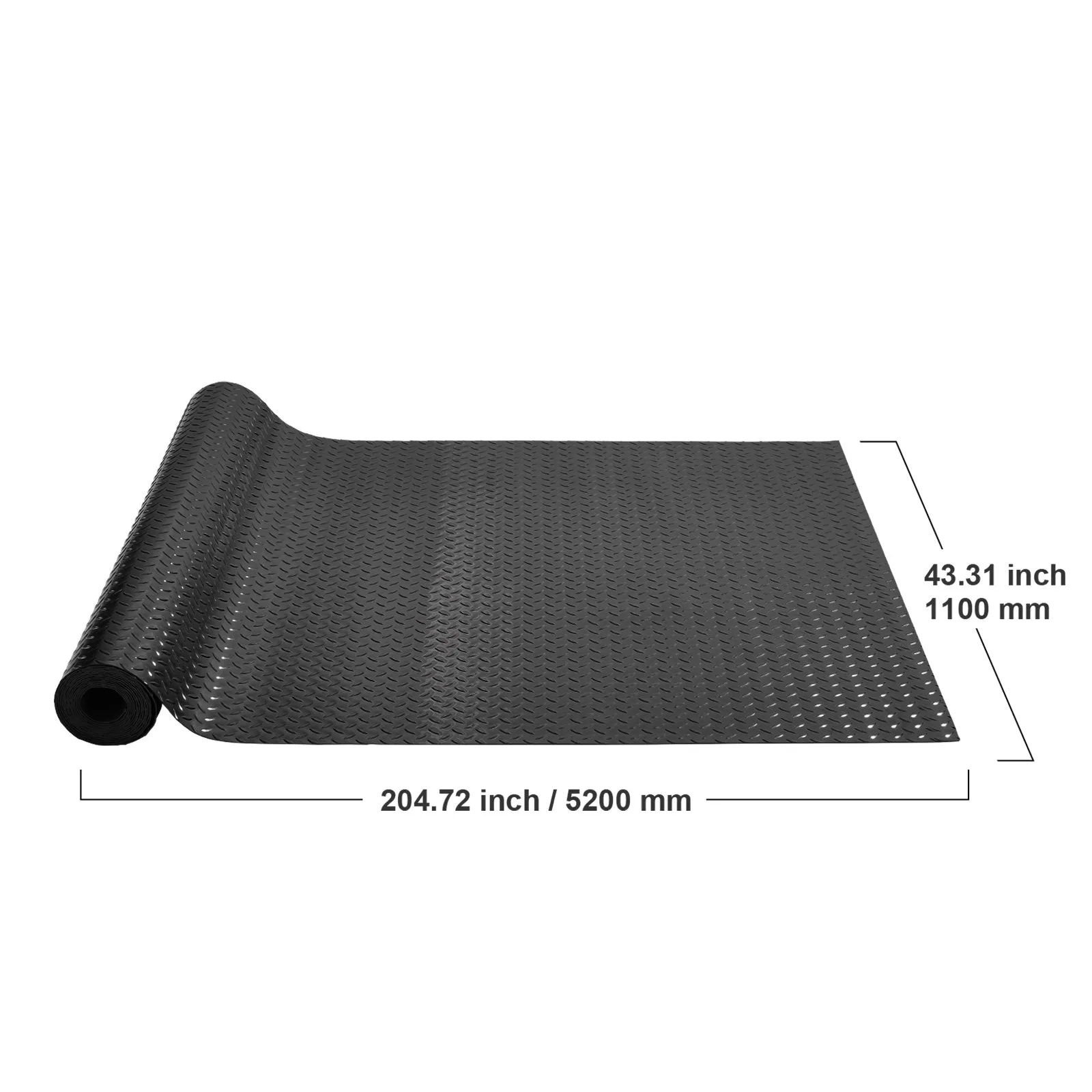 Vevor Garage Floor Mat 17' x 3.6' PVC 0.1" Thickness Black 2 Rolls New