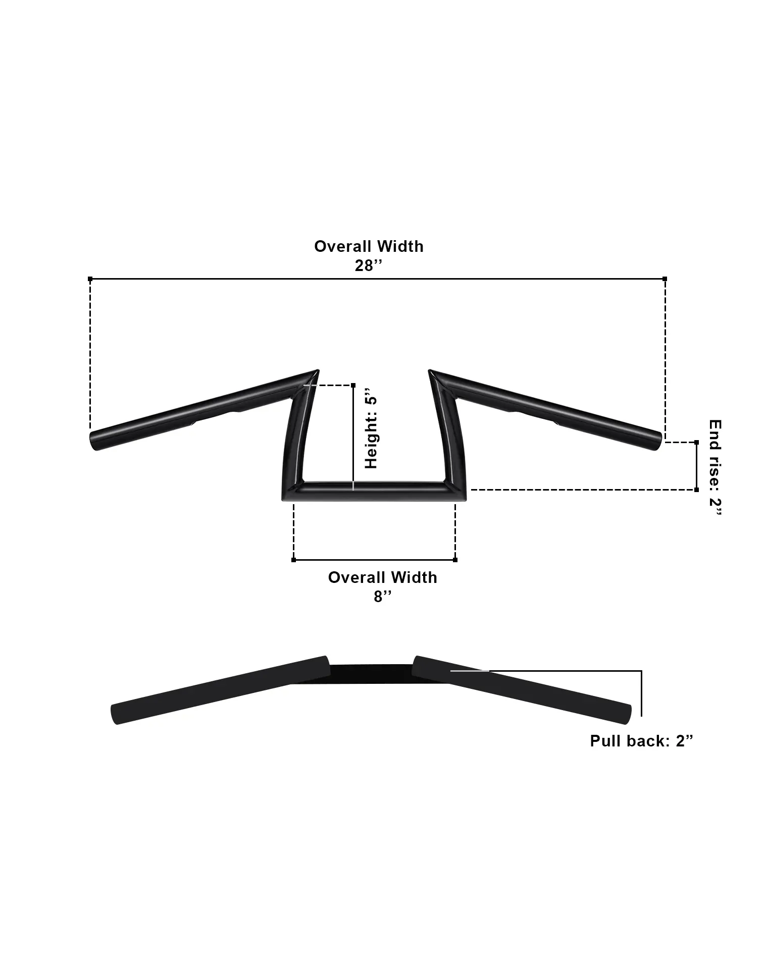 Viking Iron Born Z Handlebar For Harley Dyna Wide Glide FXDWG Gloss Black