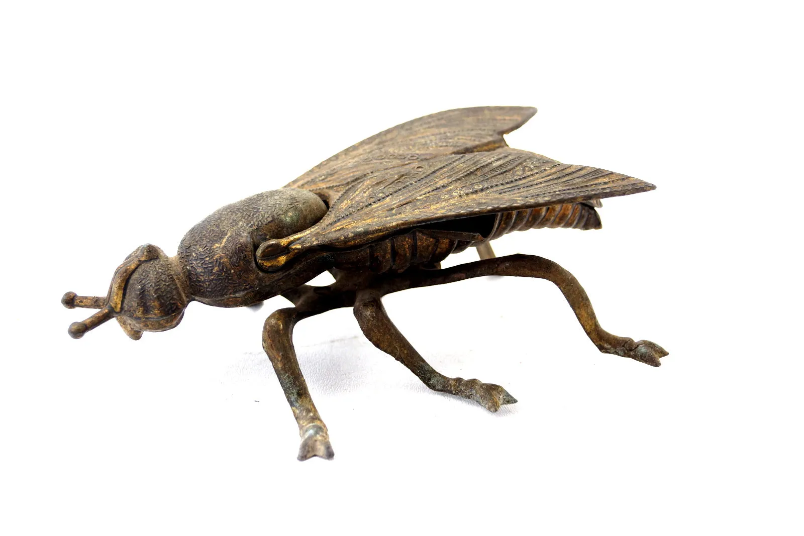 Vintage Brass Fly Ashtray / Trinket Box with Pivoting Wings, Made in Italy (c.1930s) N3