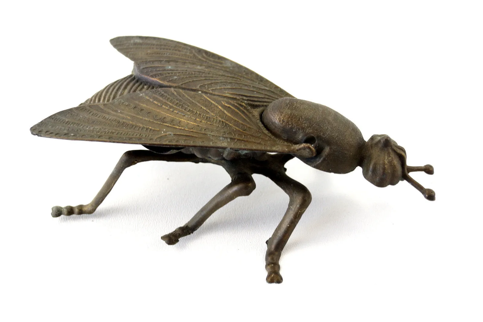 Vintage Brass Fly Ashtray / Trinket Box with Pivoting Wings, Made in Italy (c.1930s)
