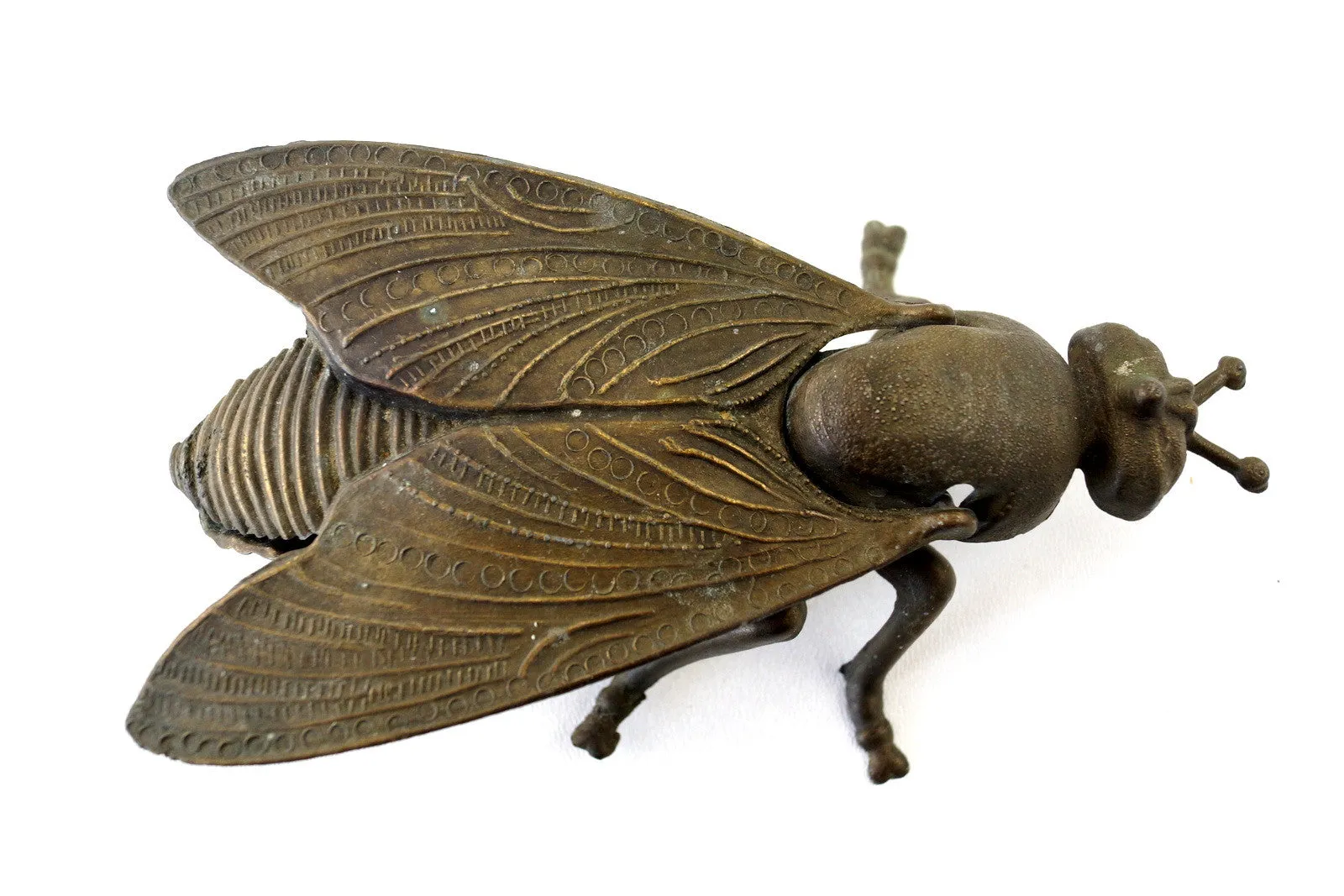 Vintage Brass Fly Ashtray / Trinket Box with Pivoting Wings, Made in Italy (c.1930s)
