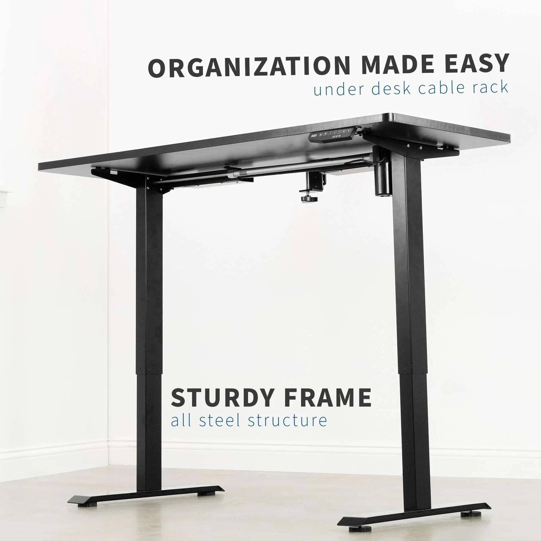 VIVO 33” to 51” Electric Single Motor Desk Frame, DESK-V100EWY/DESK-V100EBY