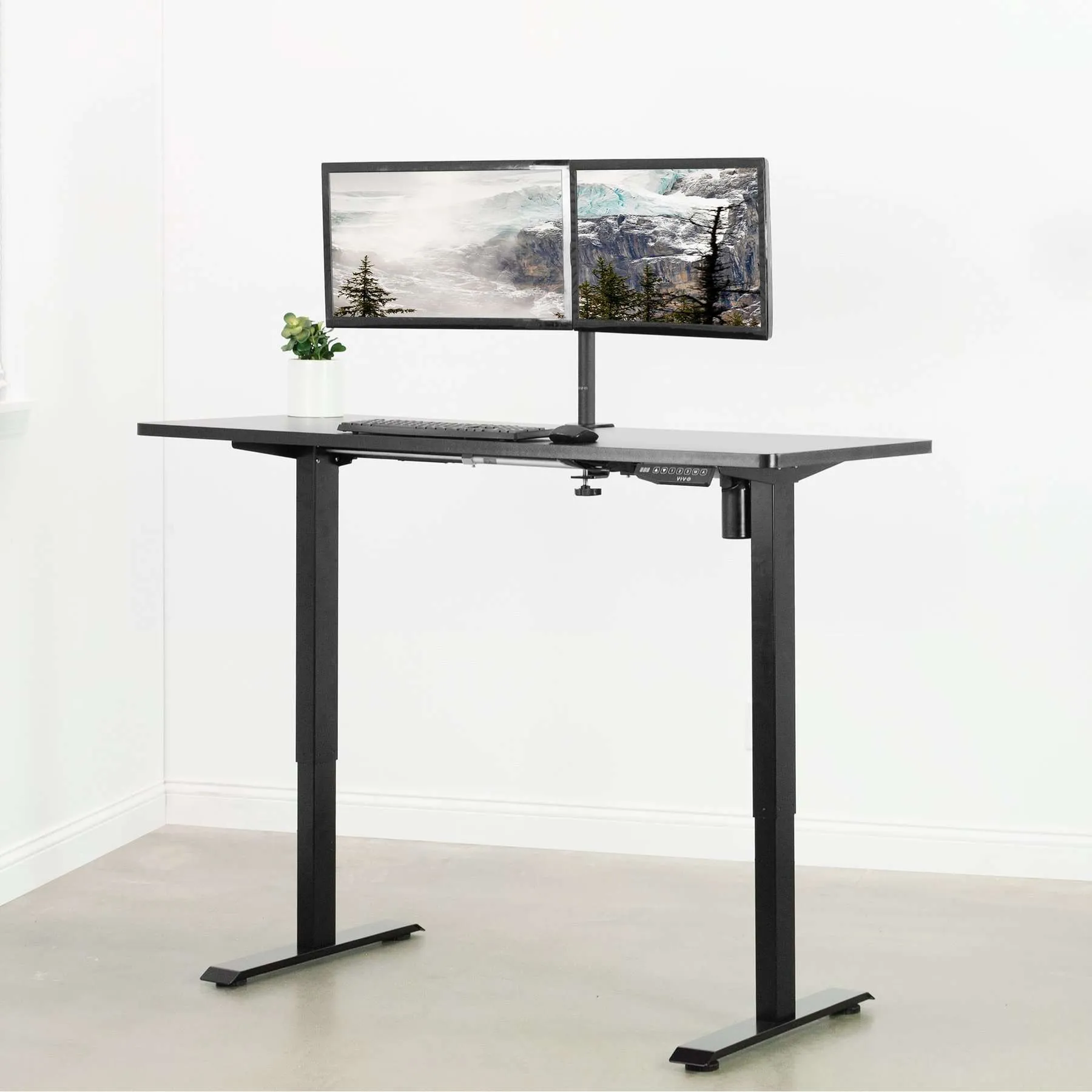 VIVO 33” to 51” Electric Single Motor Desk Frame, DESK-V100EWY/DESK-V100EBY