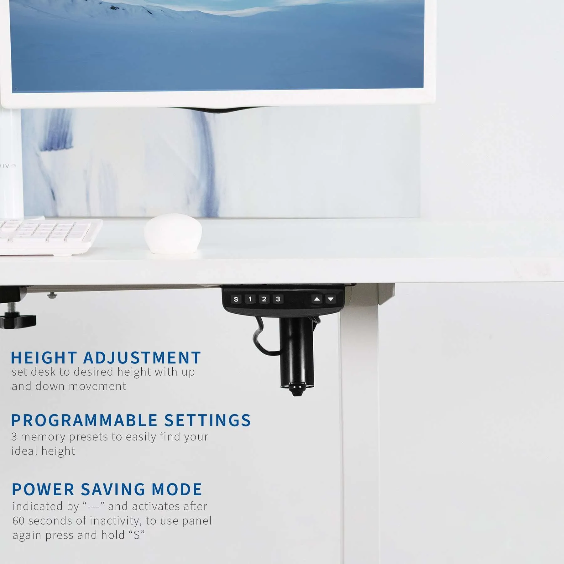 Vivo Electric Single Motor Desk Frame, DESK-E-100W/DESK-E-100B