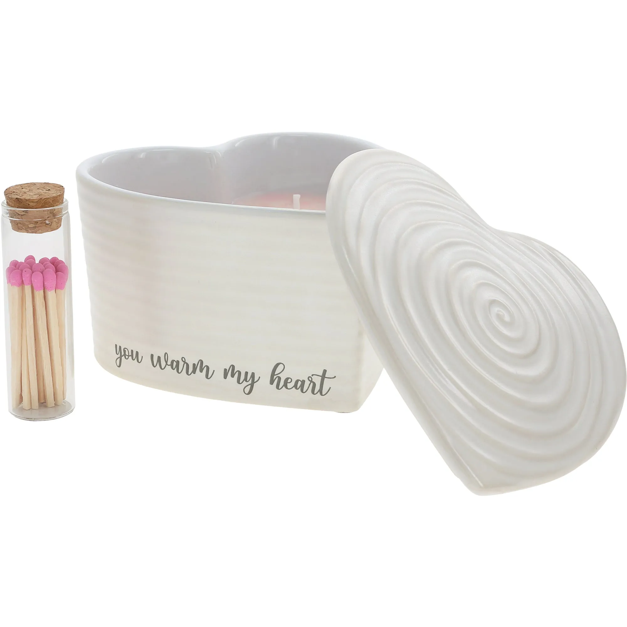 Warm My Heart 8 oz - 100% Soy Wax Reveal Triple Wick Candle with Matches Scent: Vanilla