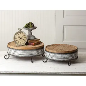Wood and Metal Risers, Set of 2